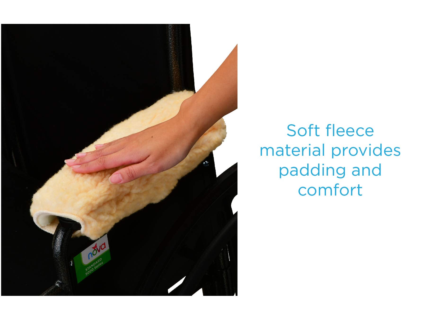 Nova Sheepskin Fleece Armrest Covers For Wheelchairs, Transport Chairs & Arm Chairs, Universal Fit, Washable, One Pair