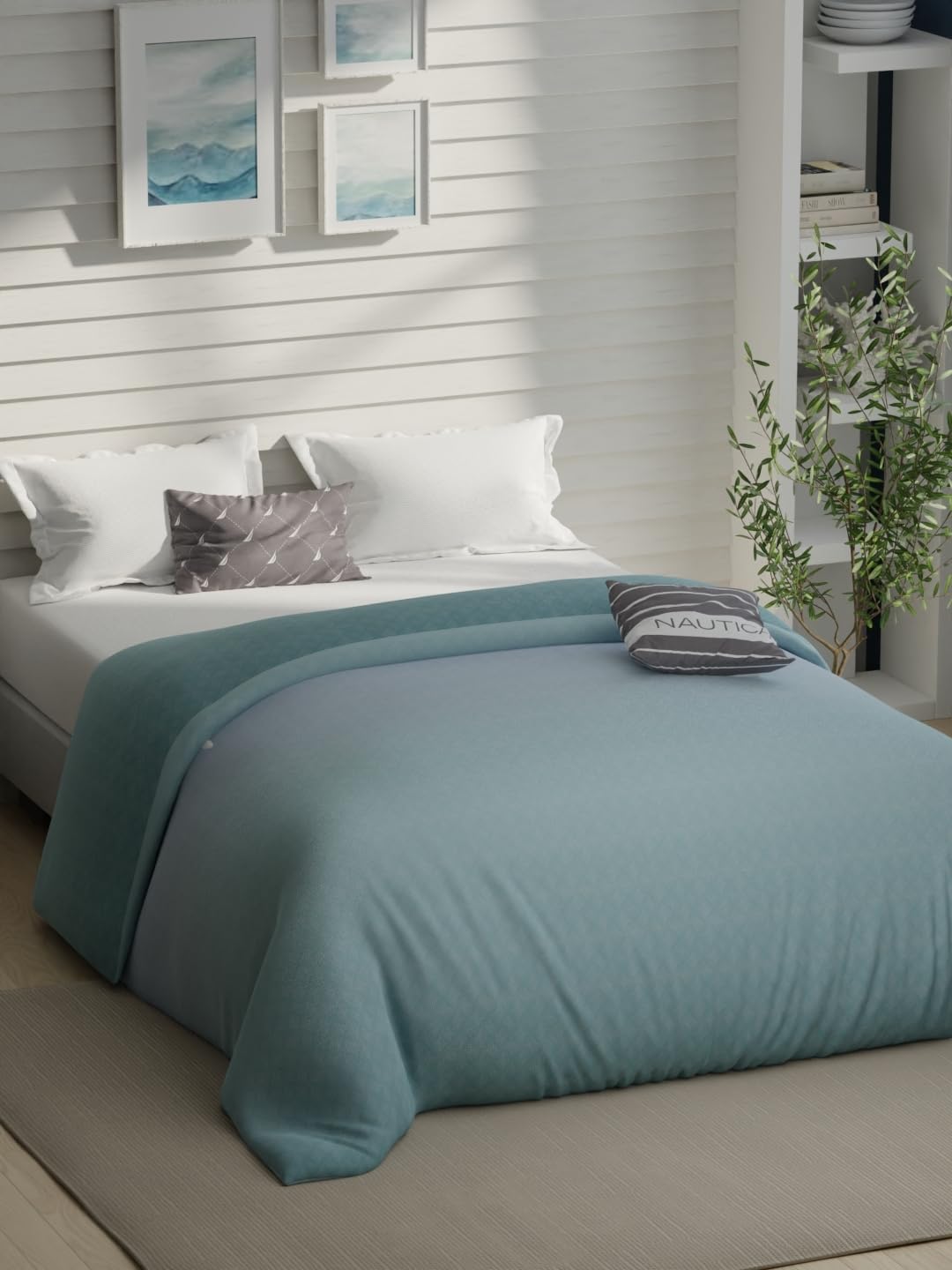 Nautica Super Soft 100% Cotton Fabric Comforter For All Weather 1Pc Double (Fairwater) | 130 Gsm | Dust Proof Layer Added Abstr