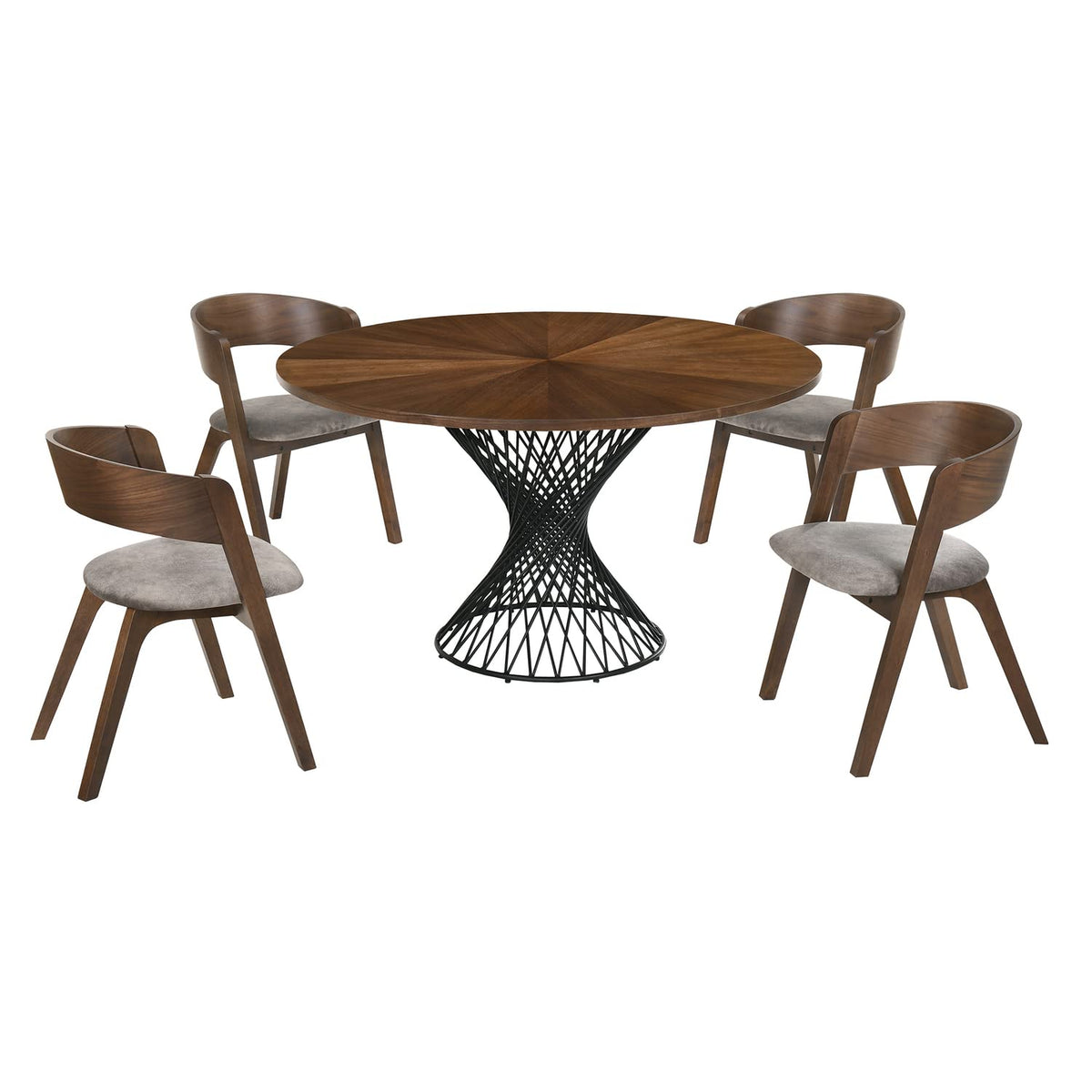Armen Living Cirque Jackie 5 Piece Walnut Dining Set
