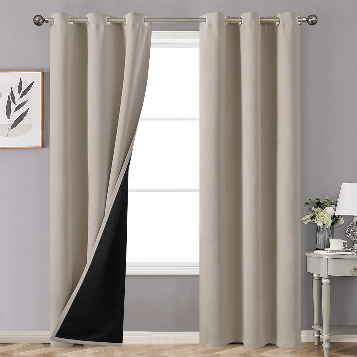 Youngstex 100% Blackout Curtains 84 Inches Length For Bedroom, Thick Full Light Blocking Thermal Insulated Blackout Curtain Drap