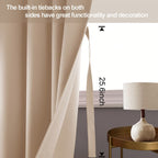Jiuzhen Beige Blackout Curtains With Tiebacks - Thermal Insulated, Light Blocking And Noise Reducing Grommet Curtains For Bedroom And Living Room, Set Of 2 Window Curtain Panels, 60 X 72 Inch Length