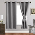 Jiuzhen Blackout Curtains With Tiebacks - Thermal Insulated, Light Blocking And Noise Reducing Grommet Curtain Drapes For Bedroom And Living Room, Set Of 2 Panels, 42 X 63 Inch Length, Light Grey