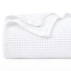 Phf 100% Cotton Waffle Weave Blanket Queen Size 90'X90'-Lightweight Washed Soft Breathable Blanket Perfect For Summer - Great