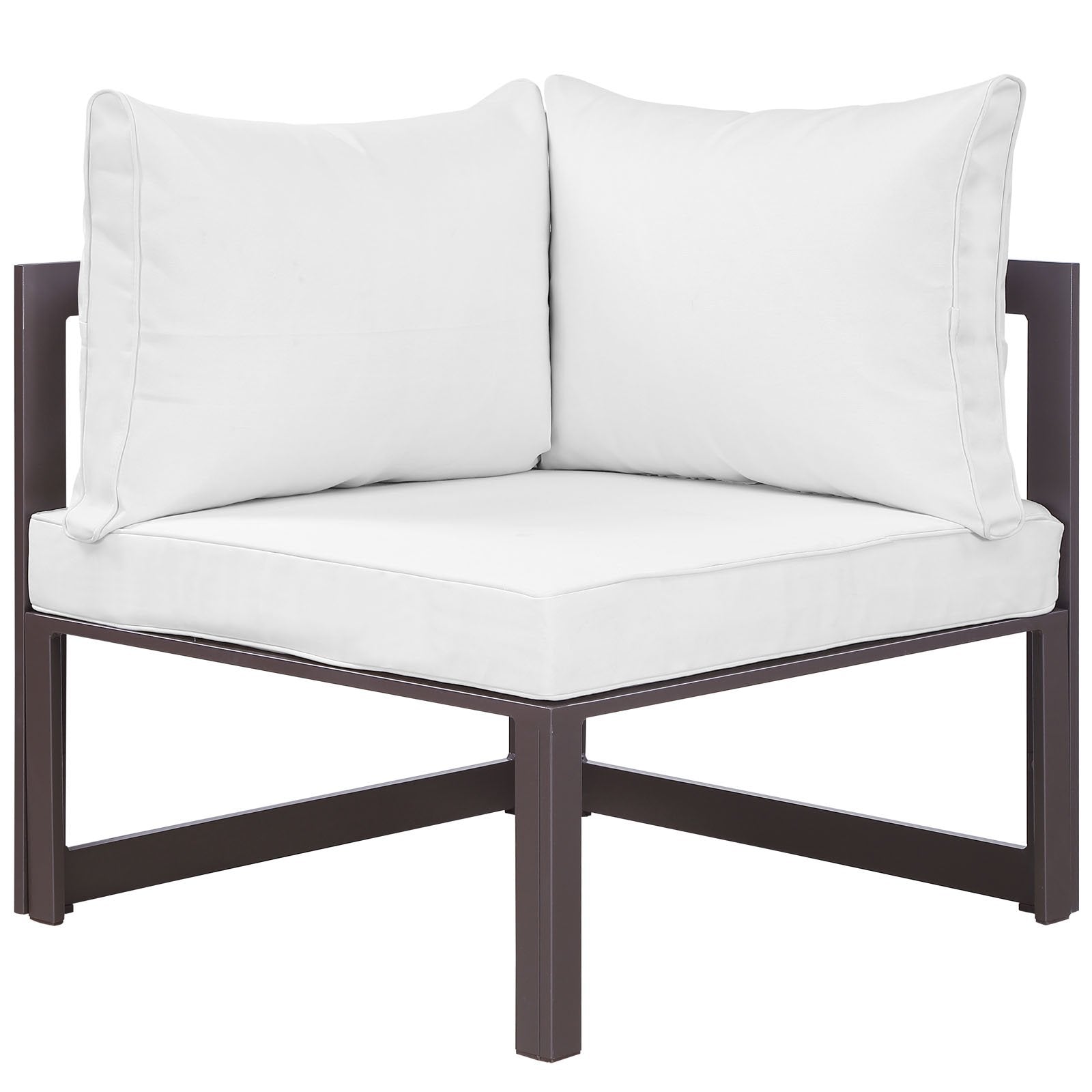 Modway Fortuna Aluminum Outdoor Patio Corner Chair In Brown White