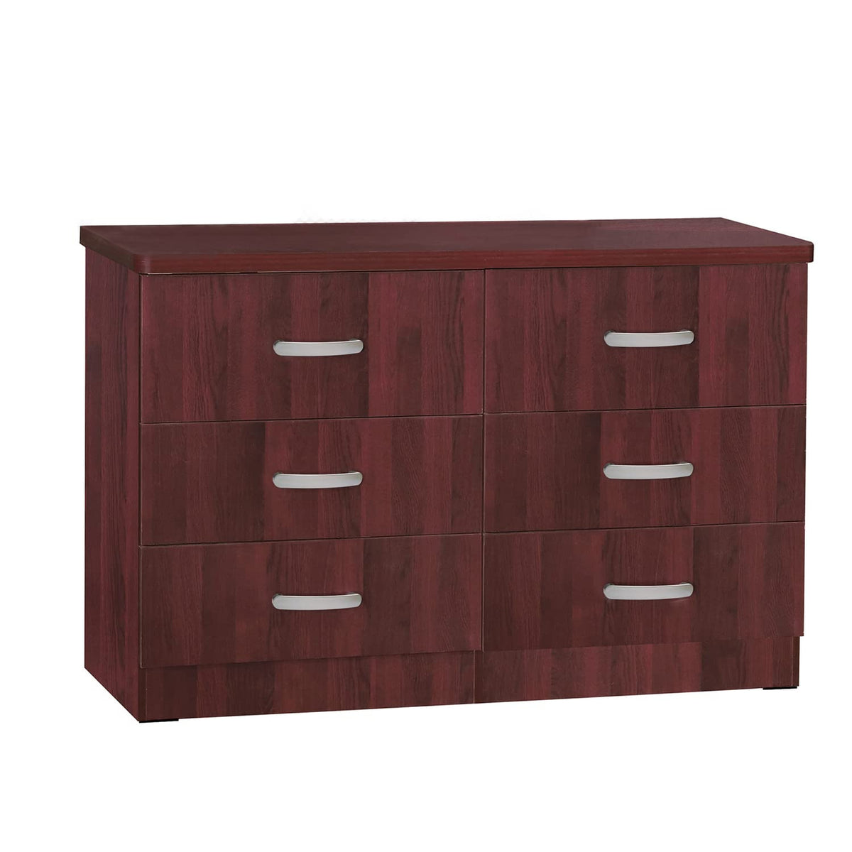 Better Home Products DD and PAM 6 Drawer Engineered Wood Dresser in Mahogany