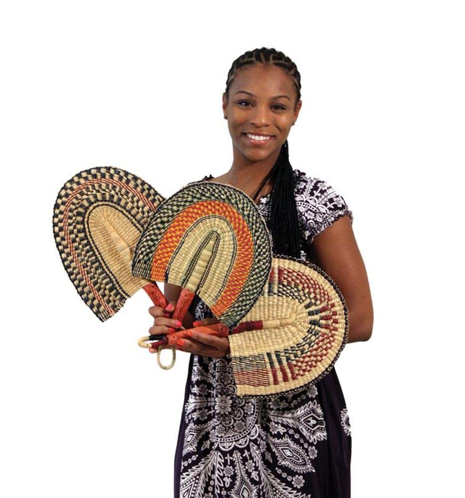 Omaqa One Burkina Faso African Hand Fan Woven 16'' Long for Women & Men | Home Decoration