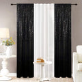 Eternal Beauty 2 PCS Halloween Sequin Curtains Black Sequin Wedding Curtain Backdrop for Christmas Party, Birthday (Black 2FTx8F
