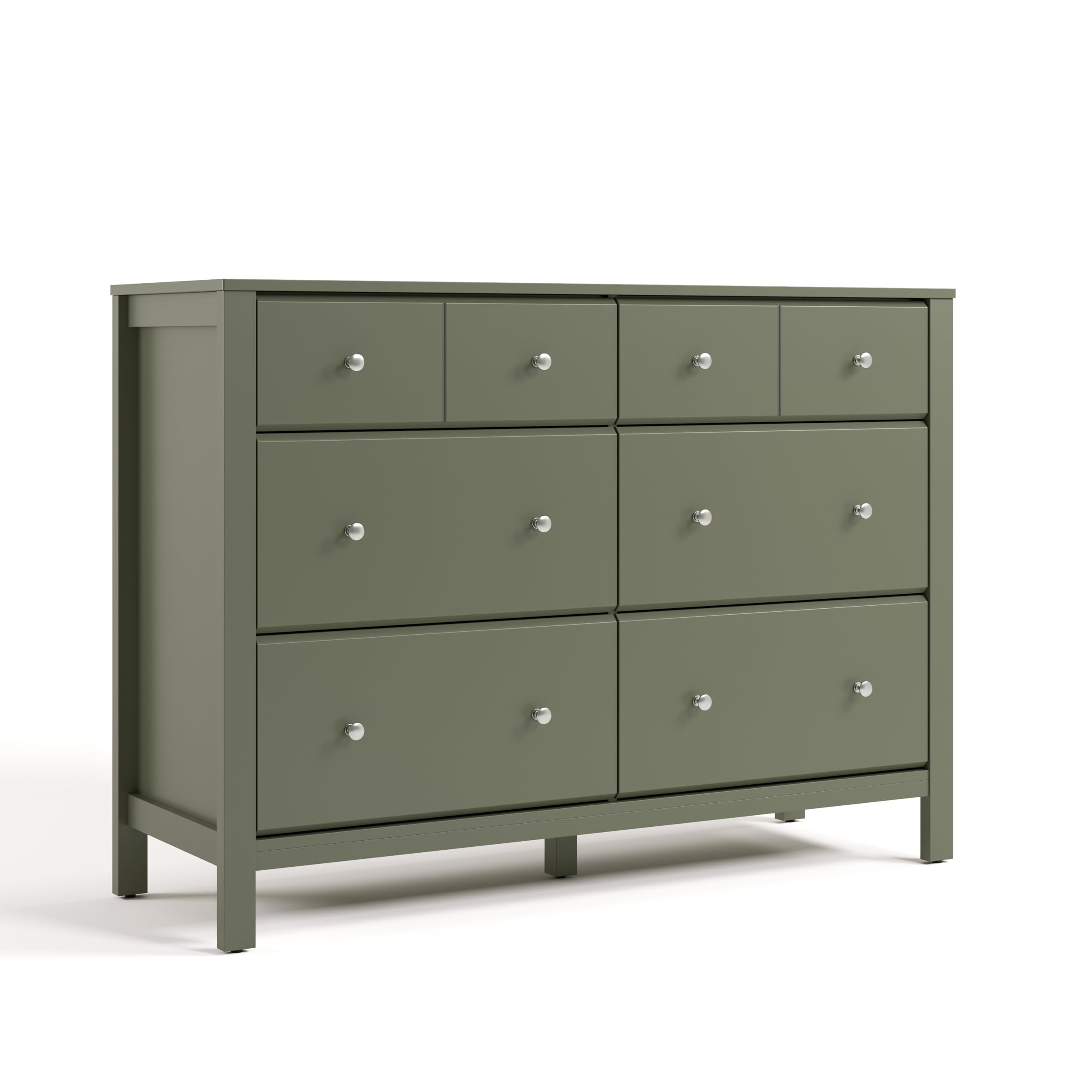 Storkcraft Horizon 6 Drawer Dresser (Olive) - GREENGUARD Gold Certified Dresser for Nursery & Kids Room, Modern Storage with Int