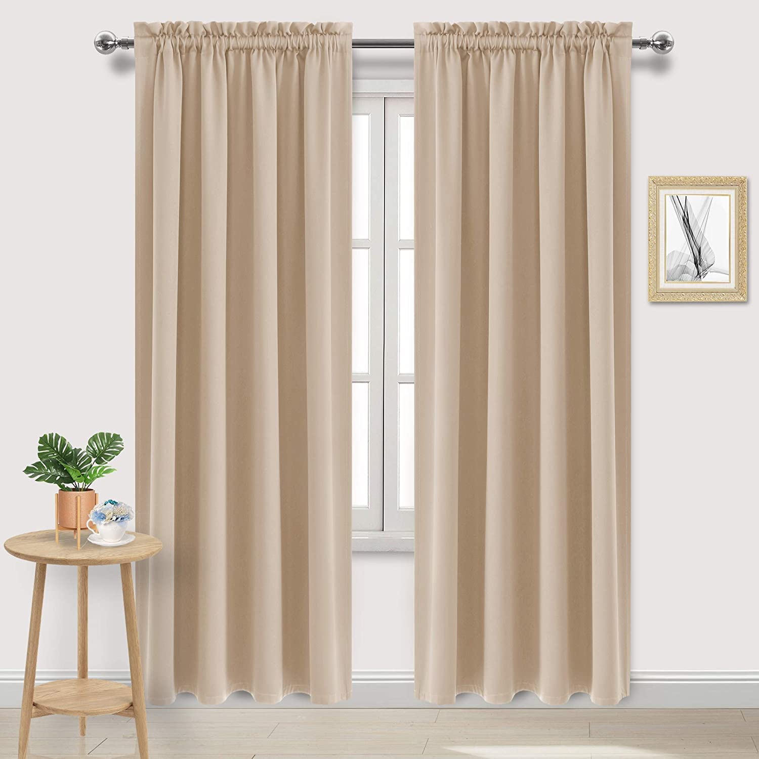 Dwcn Insulated Blackout Curtains For Bedroom, Energy Saving Privacy Room Darkening Curtains For Living Room (W60 X L84 Inch, Bei