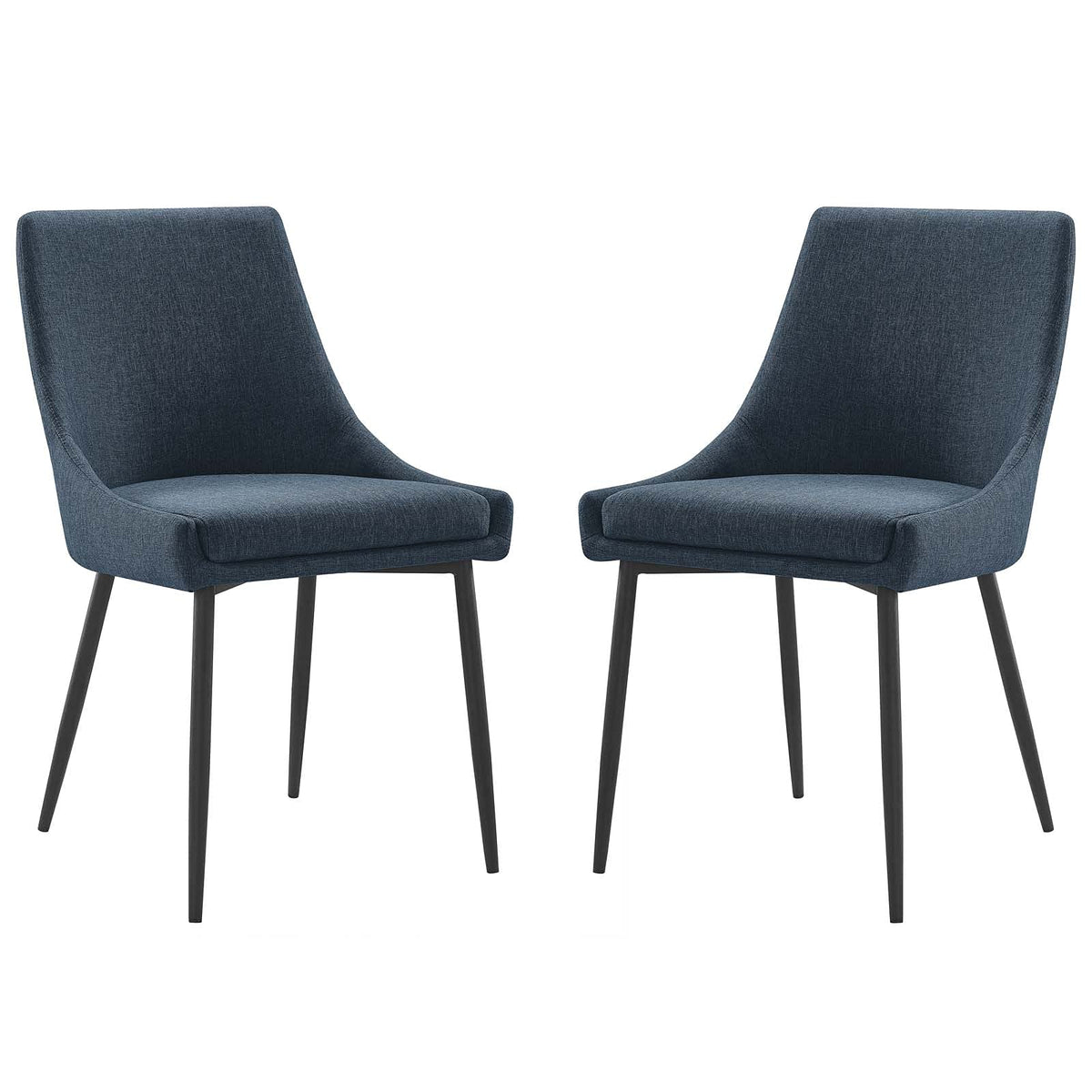 Modway Viscount Upholstered Fabric Side Dining Chairs in Black Azure - Set of 2