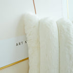 Jojusis Pack Of 2 Faux Fur Plush Decorative Throw Pillow Covers Couch Cushion Case Soft Fluffy Pillowcases Wide Stripe (White, 2