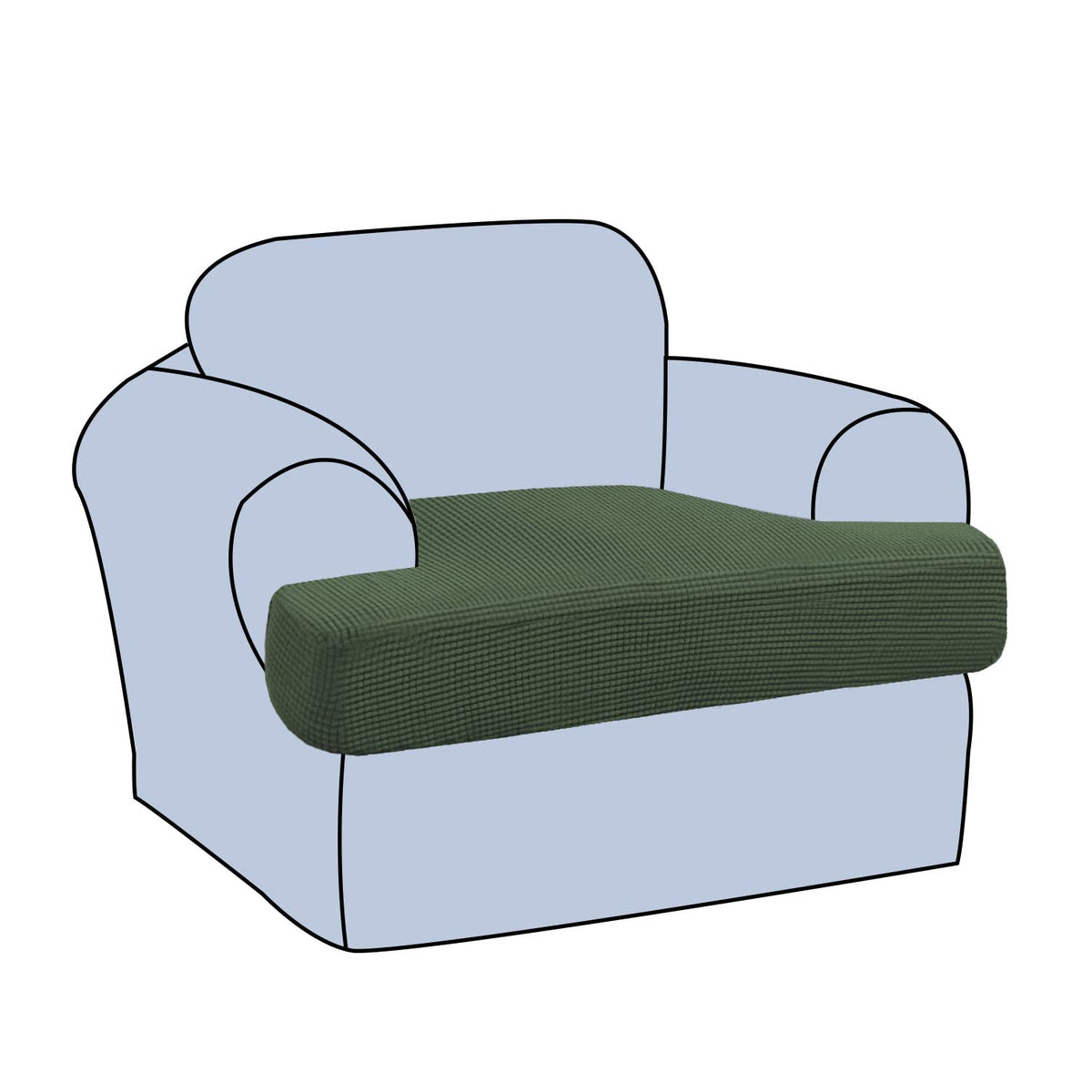 H.Versailtex Stretch T Cushion Chair Sofa Slipcover T Cushion Covers For Living Room Armchair Couch Cover T Cushion Slipcover Seat Cover With Elastic Bands Thicker Jacquard Fabric, Bronze Green