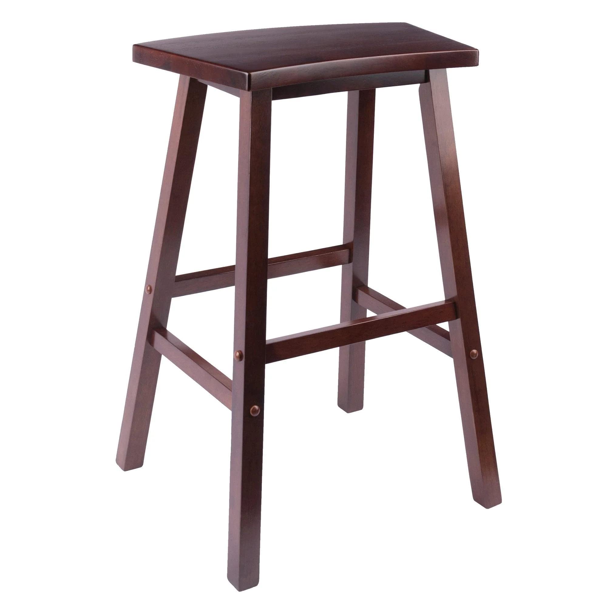 Winsome Katashi Fan Shape Bar Stool, 28.6H in, Solid Wood, Walnut Finish