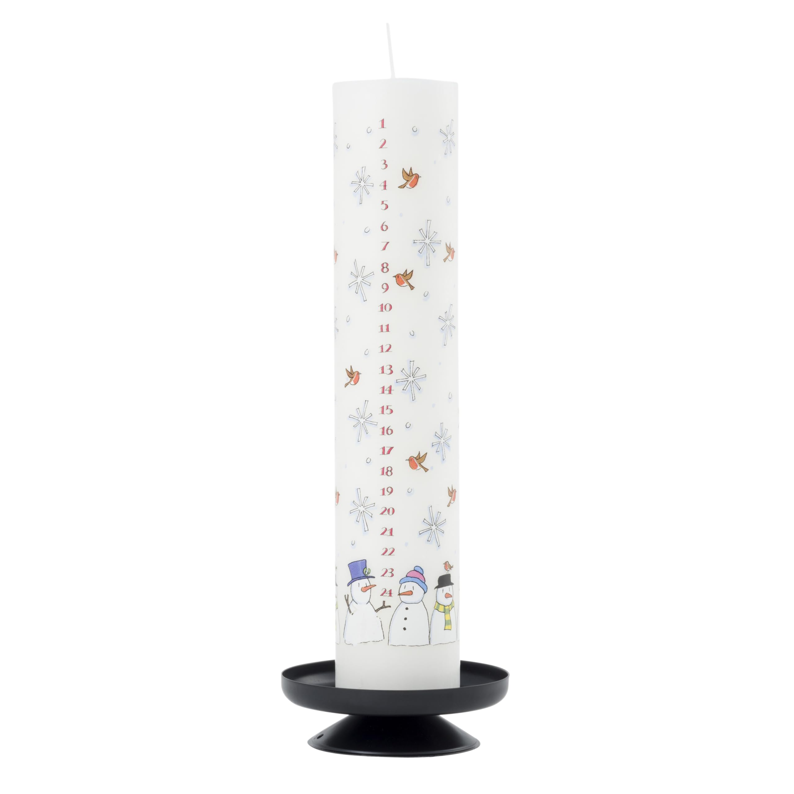 Alison Gardiner Christmas Advent Candle Snowmen Wax Pillar 50 Hours Burn Time Made in England