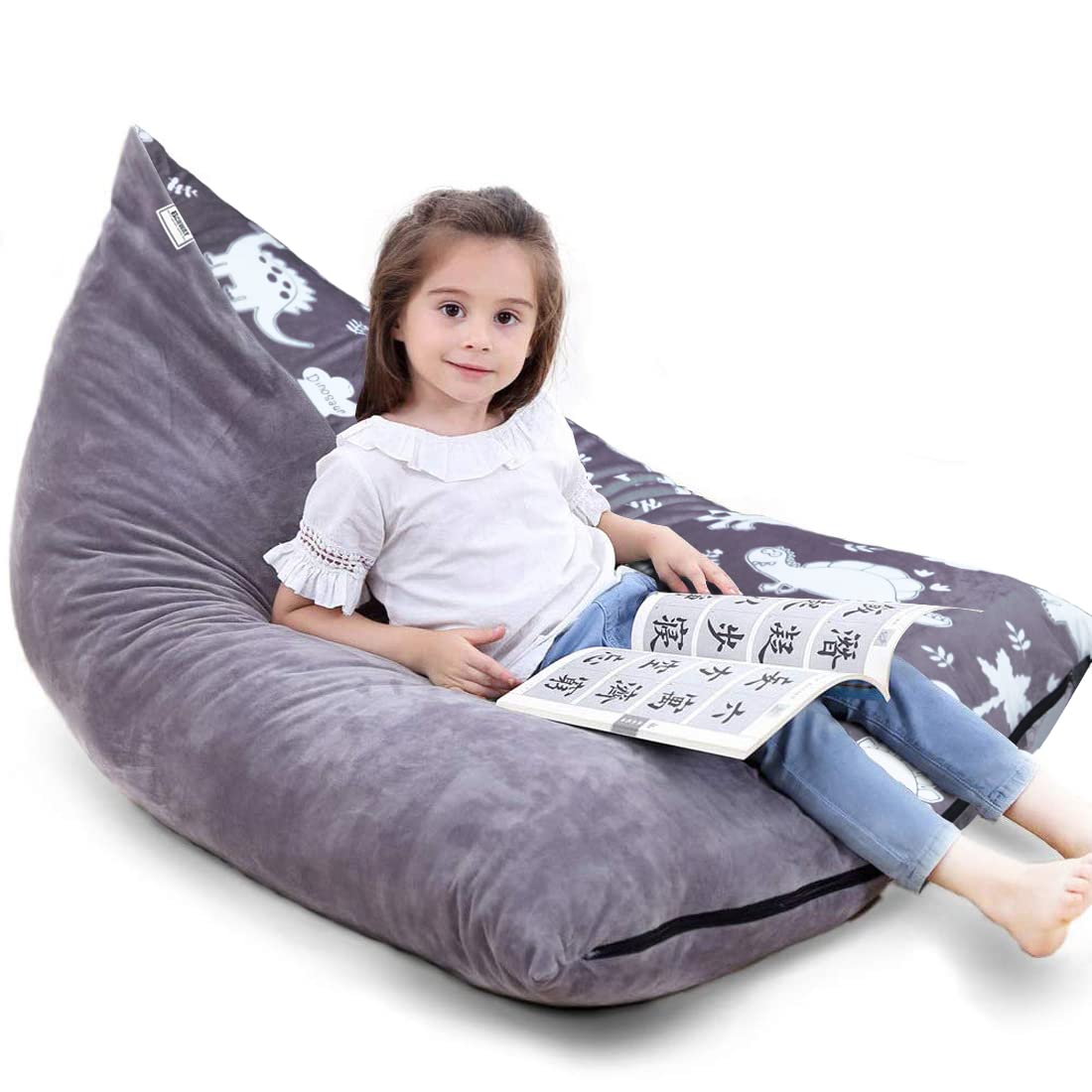 BCHWAY Stuffed Animal Storage Bean Bag Chair Cover | 53'' Extra Large Beanbag for Kids and Adults, Plush Toys Holder and Organiz