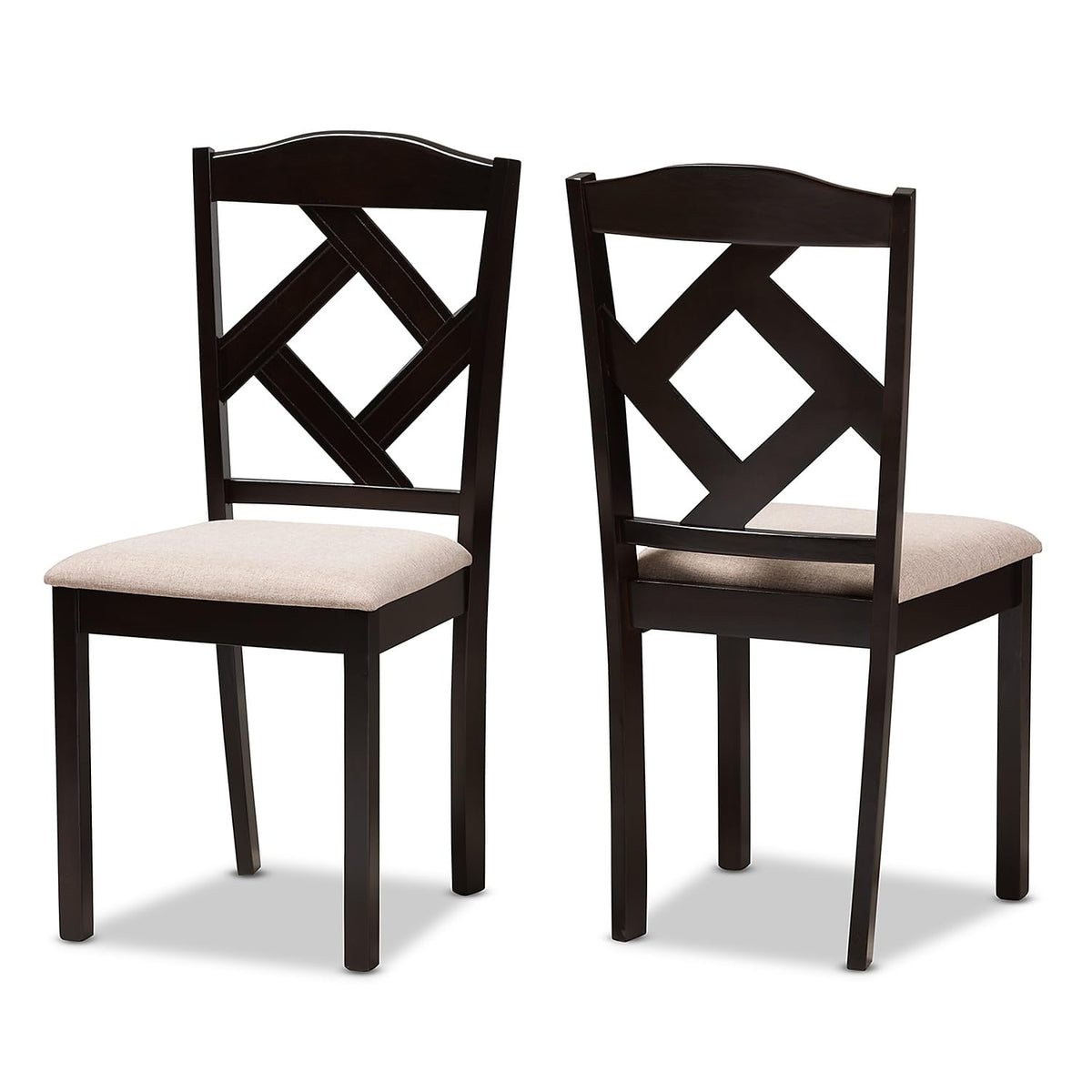 Baxton Studio Ruth Contemporary Fabric Dining Chair, Beige and Dark Brown, 2/Pack (142-2P-8027-HiT)