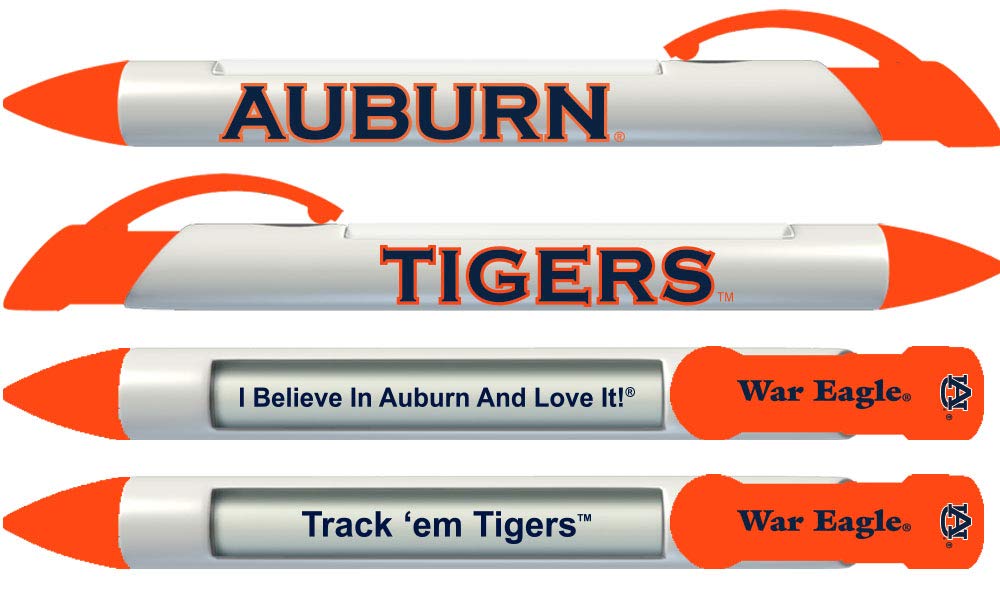 Greeting Pen Auburn University Tigers Rotating Message Pens - 4 Pack (8011) Officially Licensed Collegiate Product