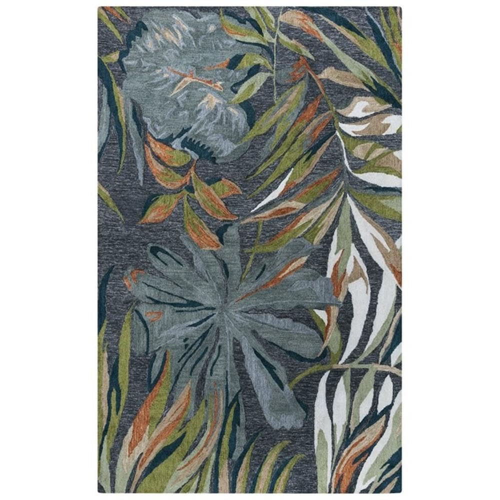 Mirage 7'9&quot; X 9'9&quot; Floral Gray/Blue/Green/White/Orange Hand Tufted Rug