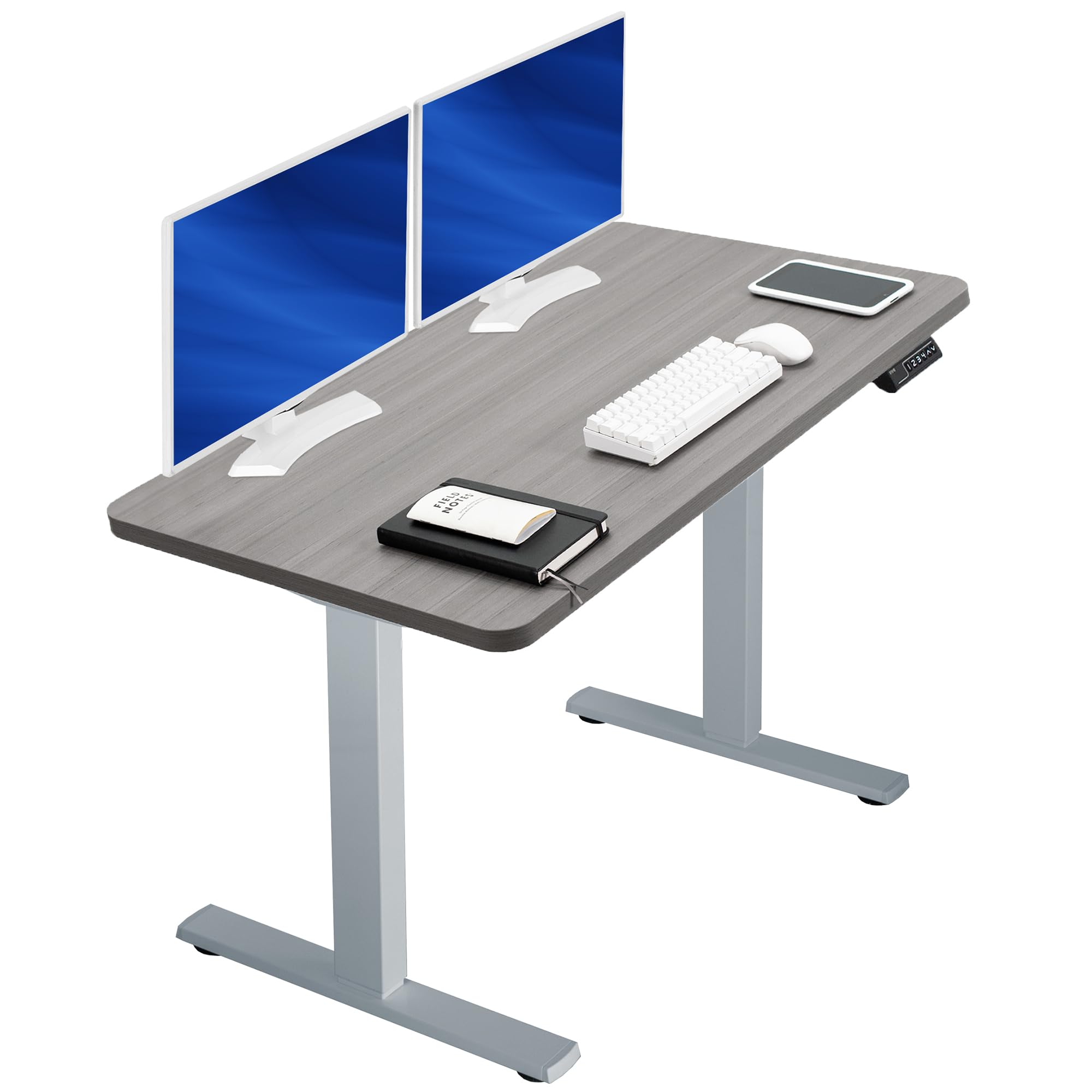 VIVO Electric 43 x 24 in Standing Desk, Memory Height Adjustment, 1B Series, Holds 220 lbs, One-Piece Dark Gray Top, Gray Frame,