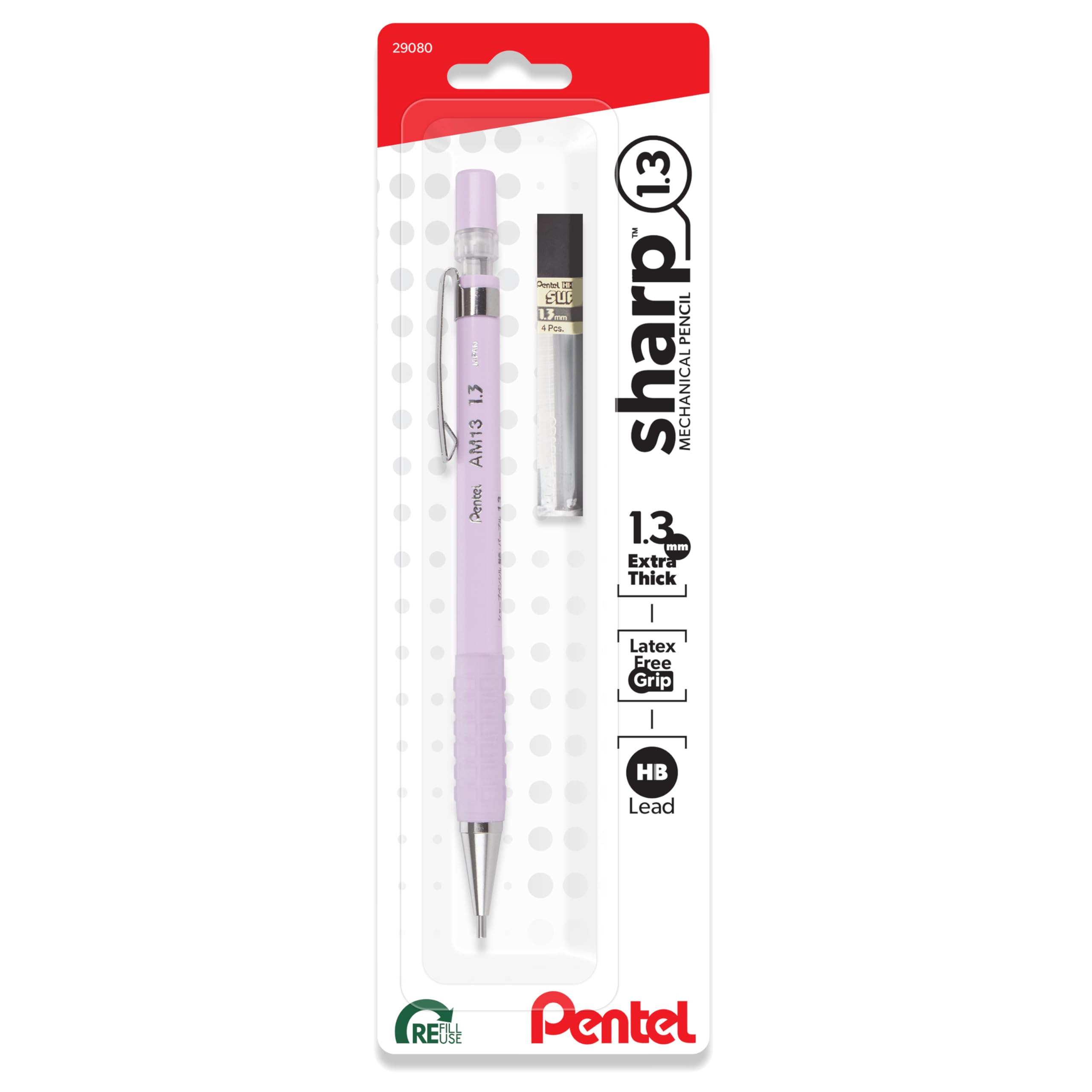 Pentel Sharp 1.3 Mechanical Pencil, (1.3Mm), Extra Thick Line, Includes Refill Lead, Writing/Office/Test-Taking Pencil, Pastel V