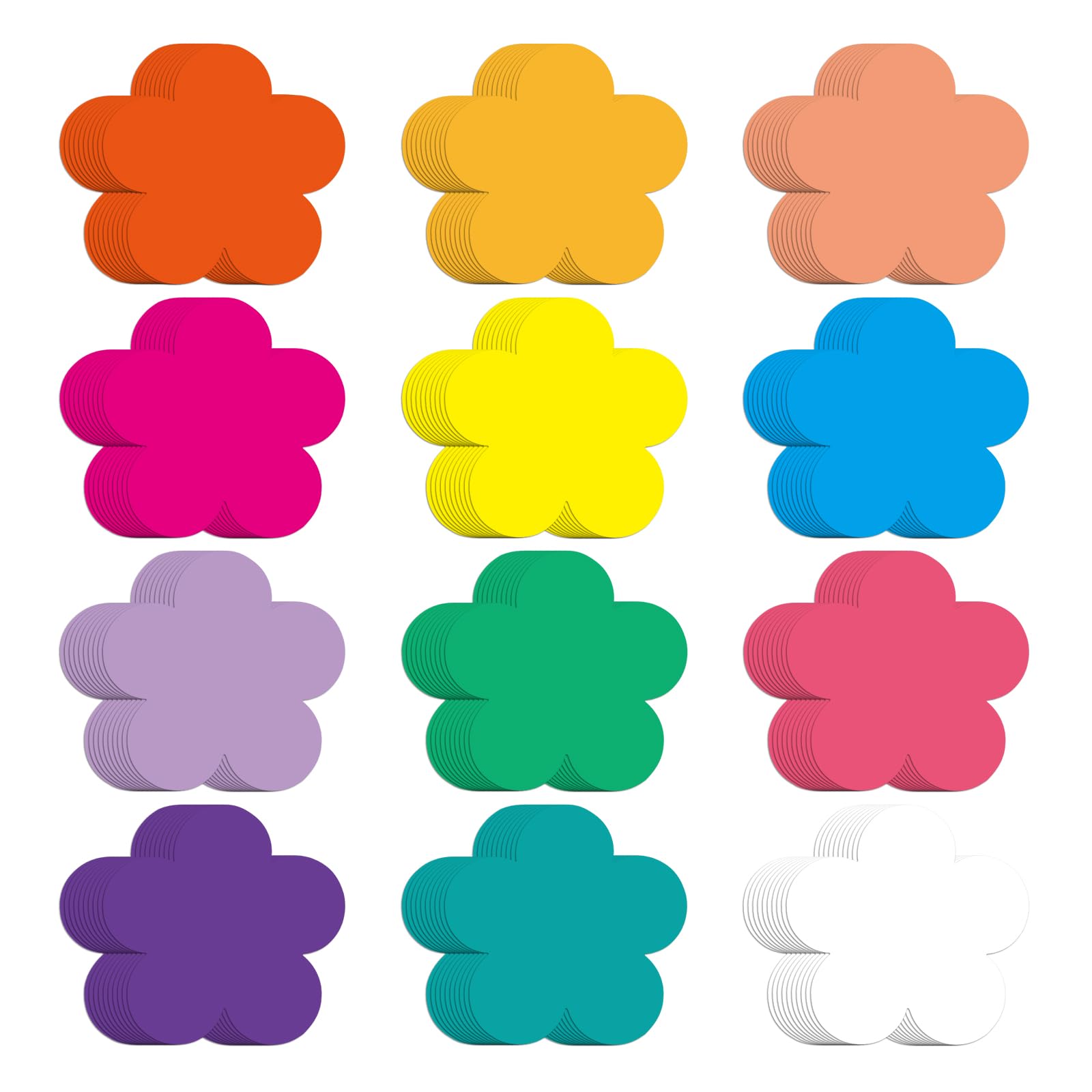 Junebrushs Flowers Cutouts, 120Pcs Spring Summer Paper Cutouts Floral Bulletin Board Decorations Back To School For Classroom De