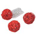 Set of 6 Wicker Rattan Balls Table Wedding Party Christmas Decoration (Diameter 3.2 Inch, Red)
