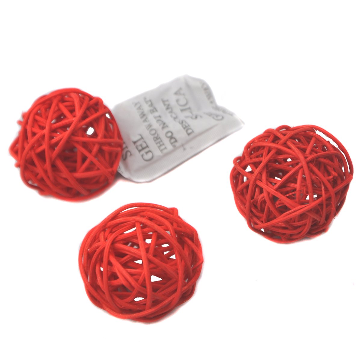 Set of 6 Wicker Rattan Balls Table Wedding Party Christmas Decoration (Diameter 3.2 Inch, Red)