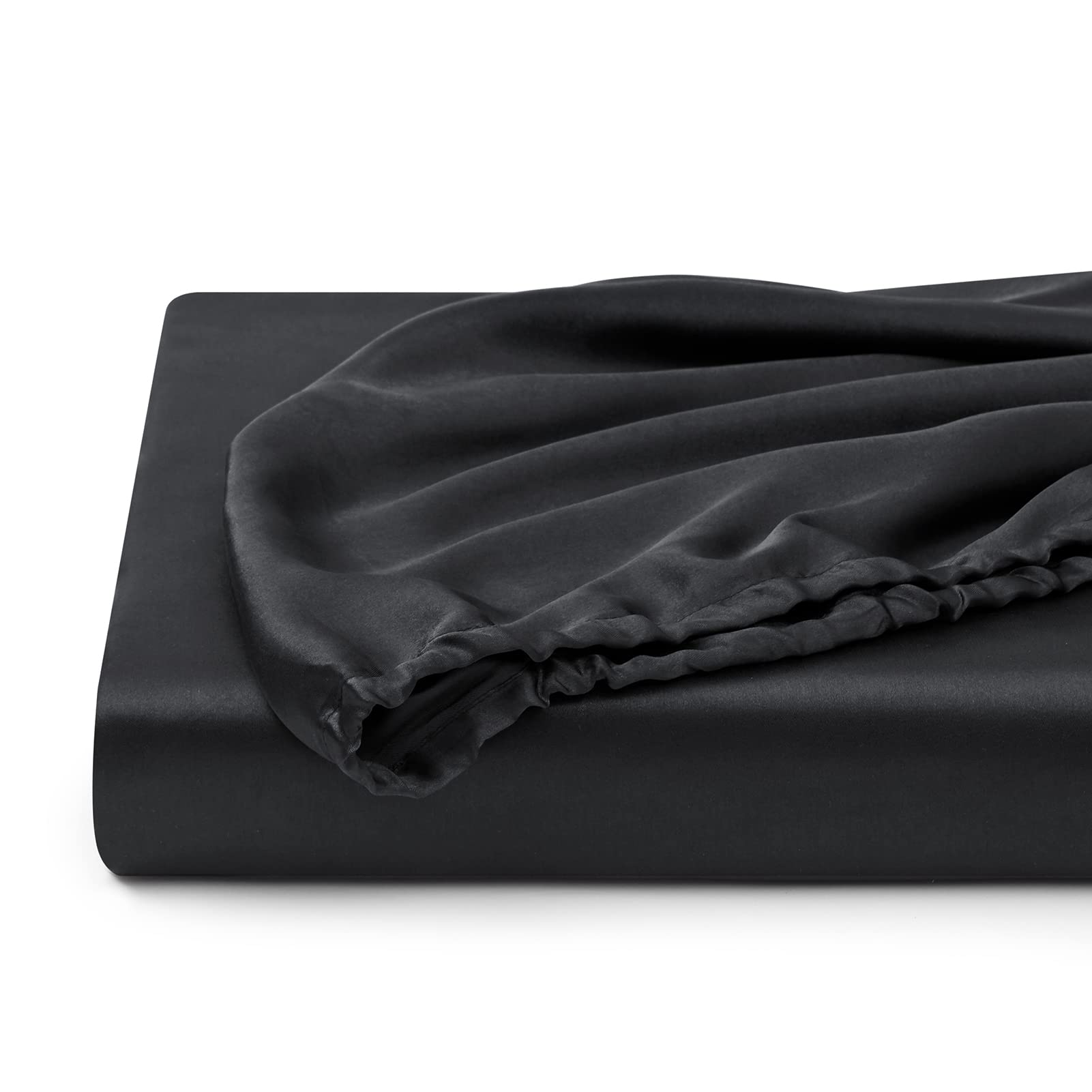 Full Silk Satin Fitted Sheet, Soft Deep Pocket Single Bottom Bed Sheets Sold Separately, Wrinkle Free, Non- Fading, Breathable,