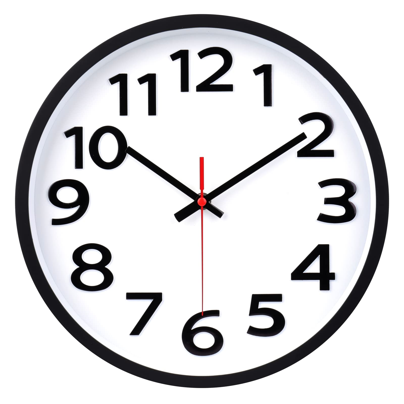 Wall Clock 12 Inch Silent Non-Ticking Big Numbers Easy to Read Wall Clocks Decorative for Office School Bedroom Home