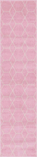 Unique Loom Trellis Frieze Collection Area Rug - Geometric (2 x 8 8 Runner, Light Pink/ Ivory)