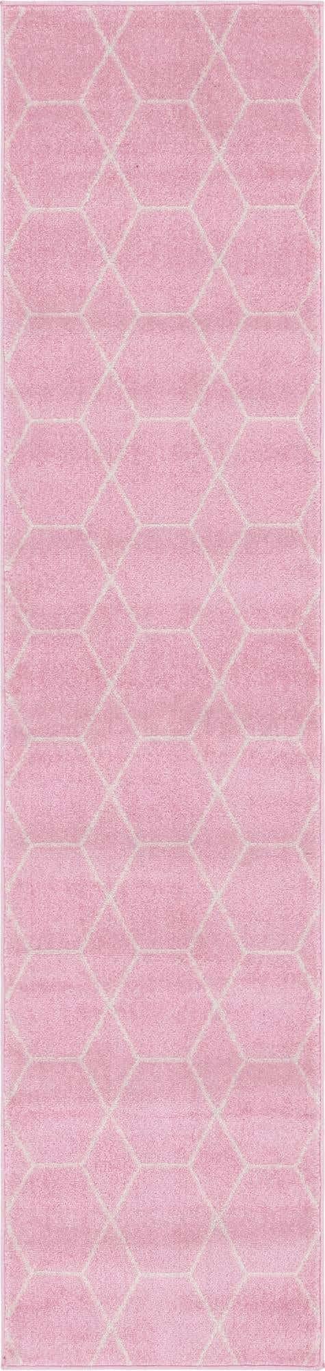 Unique Loom Trellis Frieze Collection Area Rug - Geometric (2 x 8 8 Runner, Light Pink/ Ivory)
