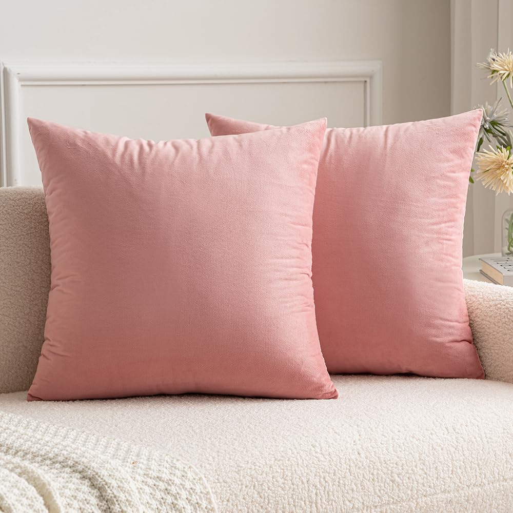 Miulee Pack Of 2 Velvet Soft Solid Decorative Square Throw Pillow Covers Set Cushion Case For Spring Sofa Bedroom Couch 18X18 In