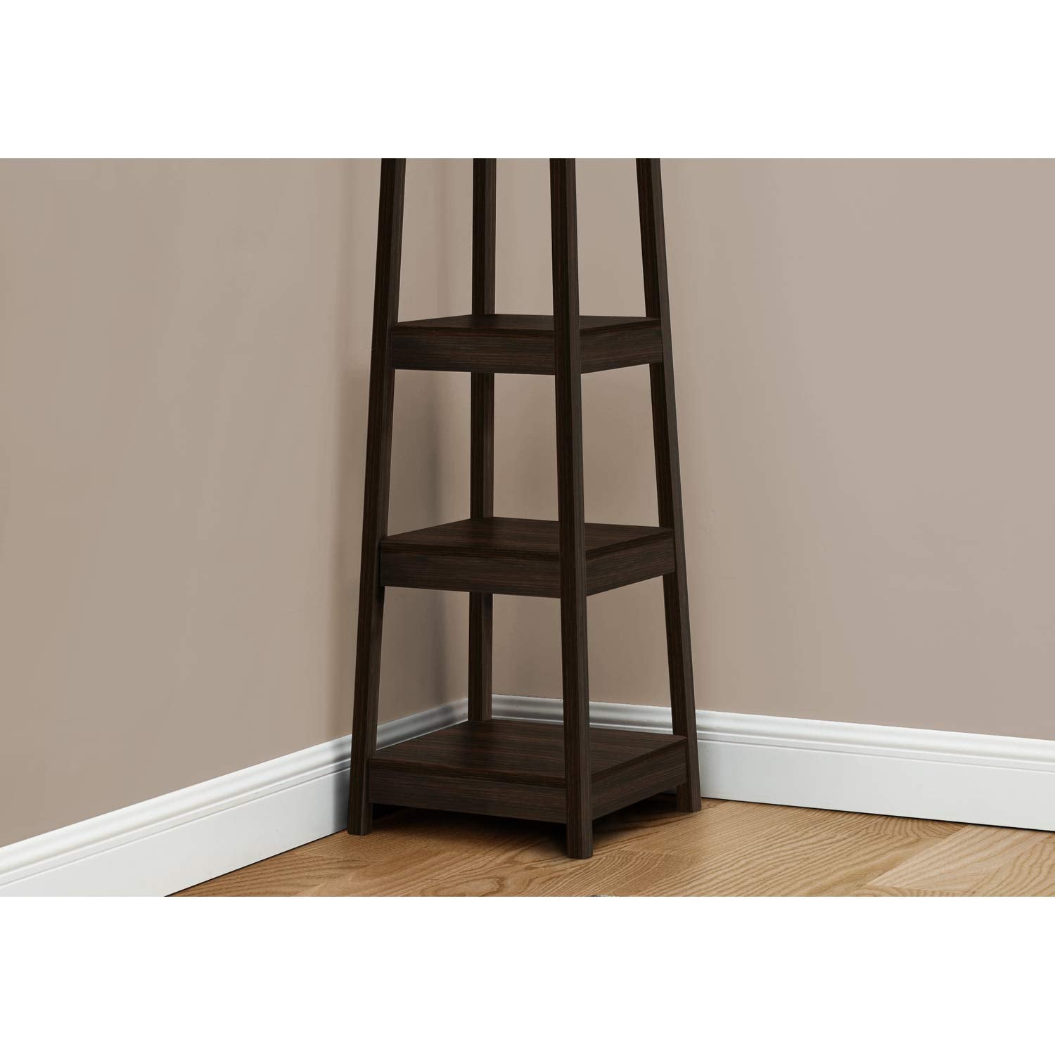 Monarch Specialties 4 Hooks and 3 Shelves Hanger Hanging for Entryway Hallway or Office Free Standing Hall-Tree, Espresso