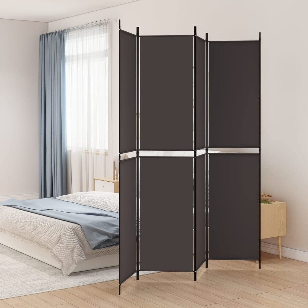 vidaXL 4-Panel Room Divider in Brown Fabric - Versatile Space-Saving Design for Bedrooms, Living Room, Office - Durable Material and Stylish Appearance