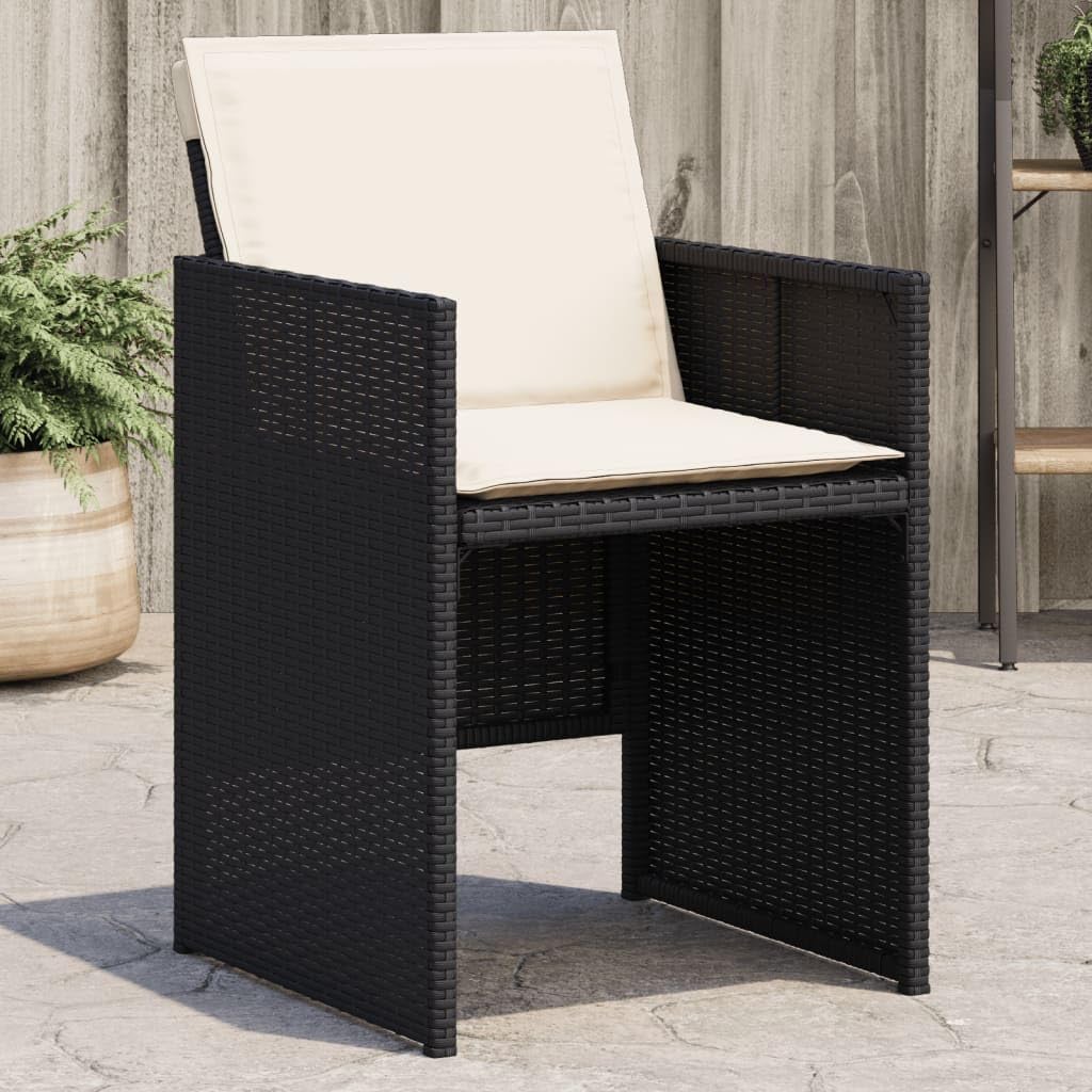 vidaXL Patio Chairs with Cushions - Black Poly Rattan Steel Frame | Outdoor Furniture Set for Garden/Patio
