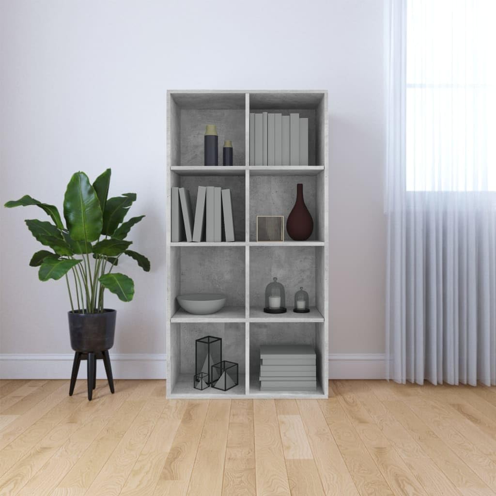 vidaXL Book Cabinet, Sideboard Bookshelf, Wall Bookcase for Office Living Room, Decorative Standing Shelves, Modern, Concrete Gray Engineered Wood