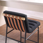 LILOLA LIVING Lahni Counter Height Chair Black Boucle Fabric 18"W