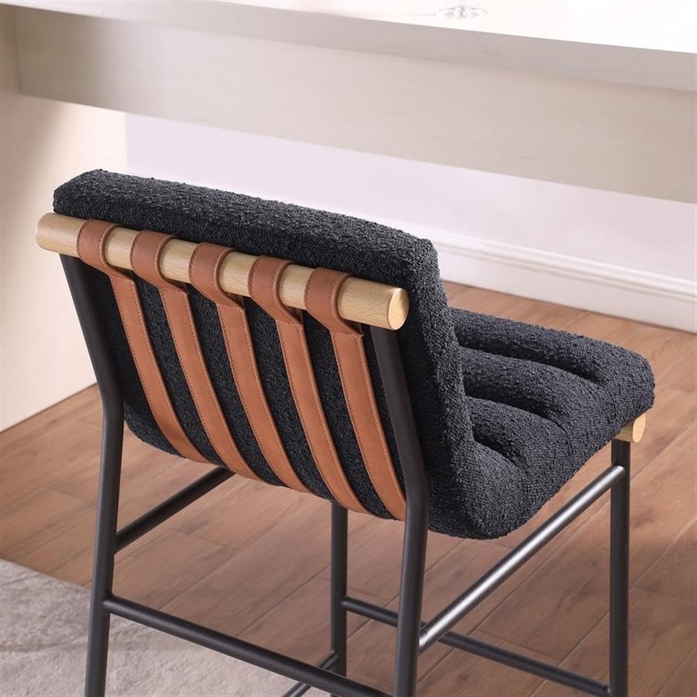 LILOLA LIVING Lahni Counter Height Chair Black Boucle Fabric 18"W