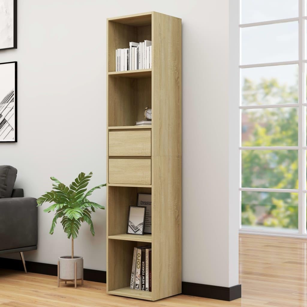 vidaXL Book Cabinet, Book Cabinet Open Shelf Bookcase, Wall Bookshelf for Office Living Room, Shelving Unit, Scandinavian, Sonoma Oak Engineered Wood