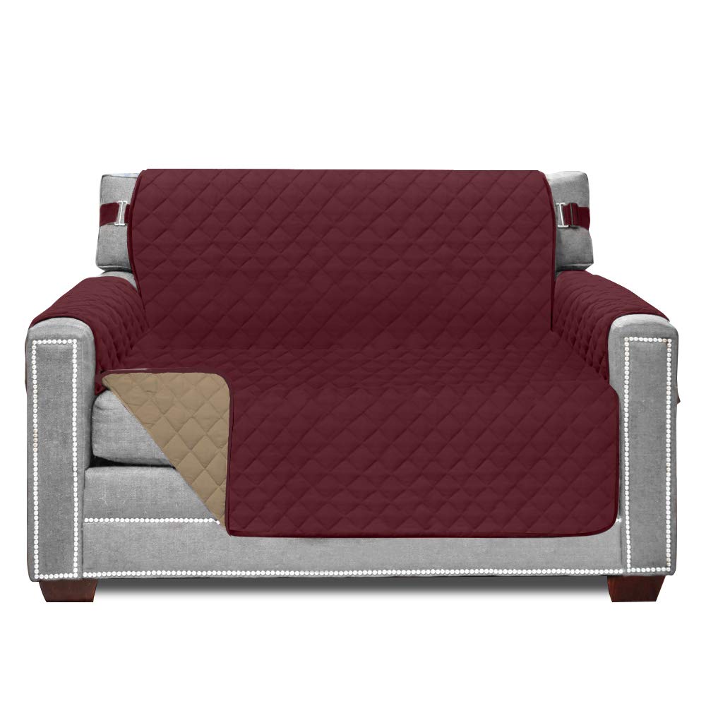 Sofa Shield Chair Slip Cover With Patented Strap, Cushion Protector, Reversible Stain And Dog Tear Resistant Slipcover, Quilted
