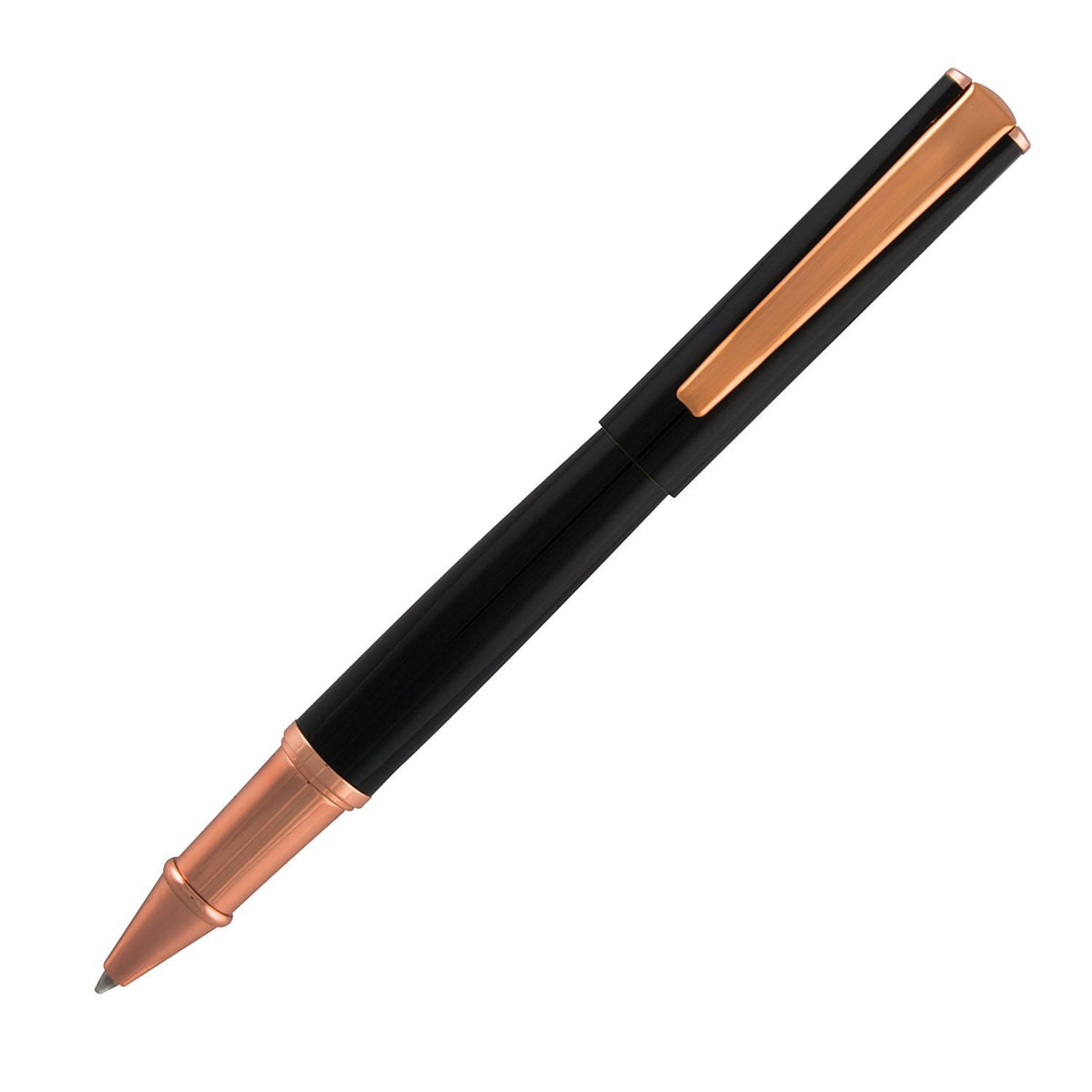 Monteverde Usa Impressa Rollerball Pen Black With 18 Karat Rose Gold Trim - Refillable Smooth Writing Pen