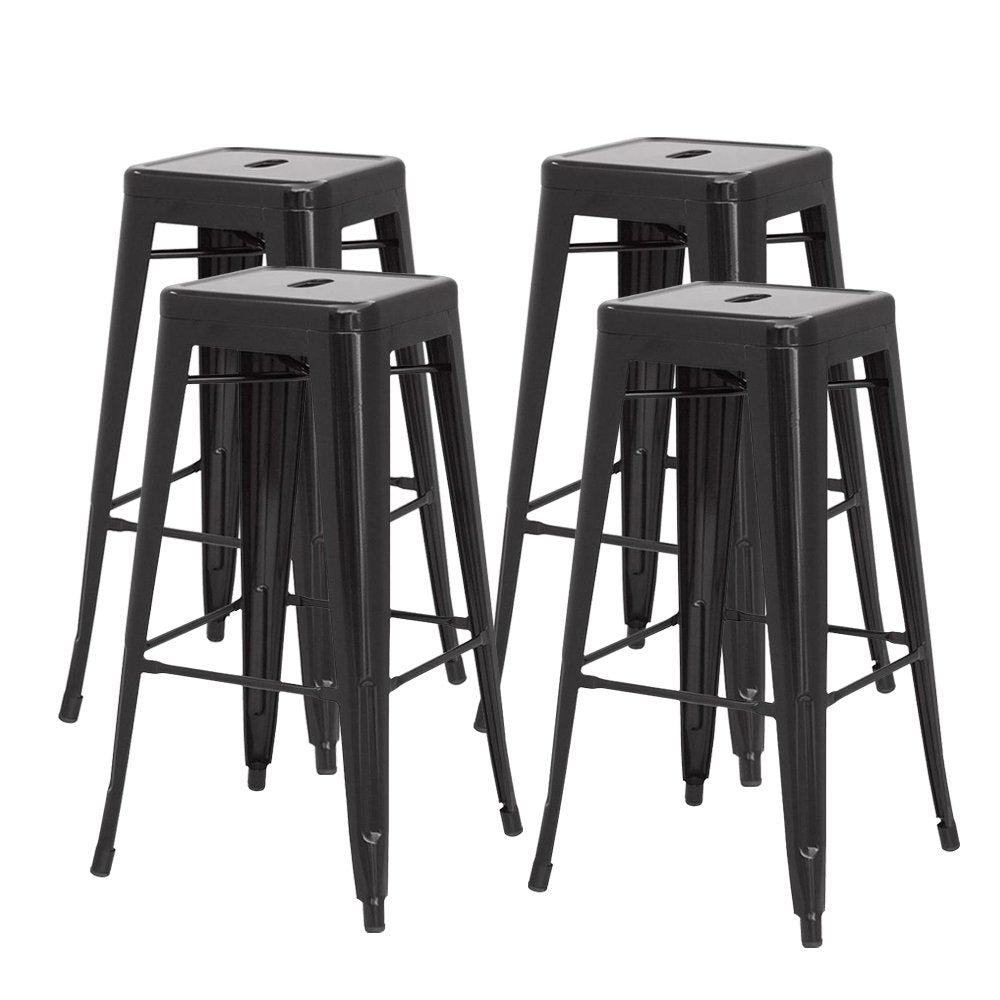 New Pacific Direct Metropolis Metal Backless Counter Stool 26&quot;,Indoor/Outdoor Ready,Black,Set Of 4