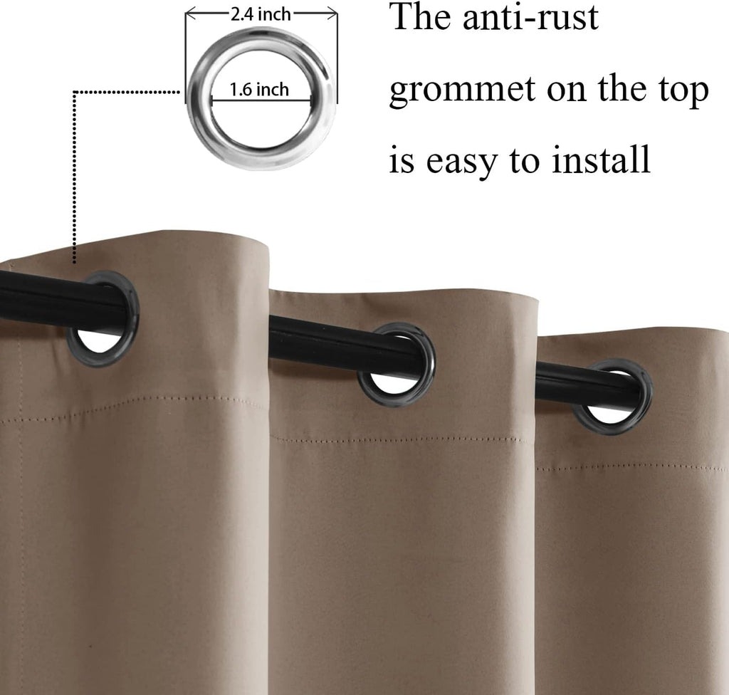 Jiuzhen Taupe Blackout Curtains For Bedroom - Light Blocking And Noise Reducing Grommet Curtains For Living Room Darkening Curtains, Set Of 2 Window Curtain Panels, 38 X 72 Inch Length