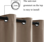 Jiuzhen Taupe Blackout Curtains For Bedroom - Light Blocking And Noise Reducing Grommet Curtains For Living Room Darkening Curtains, Set Of 2 Window Curtain Panels, 38 X 72 Inch Length