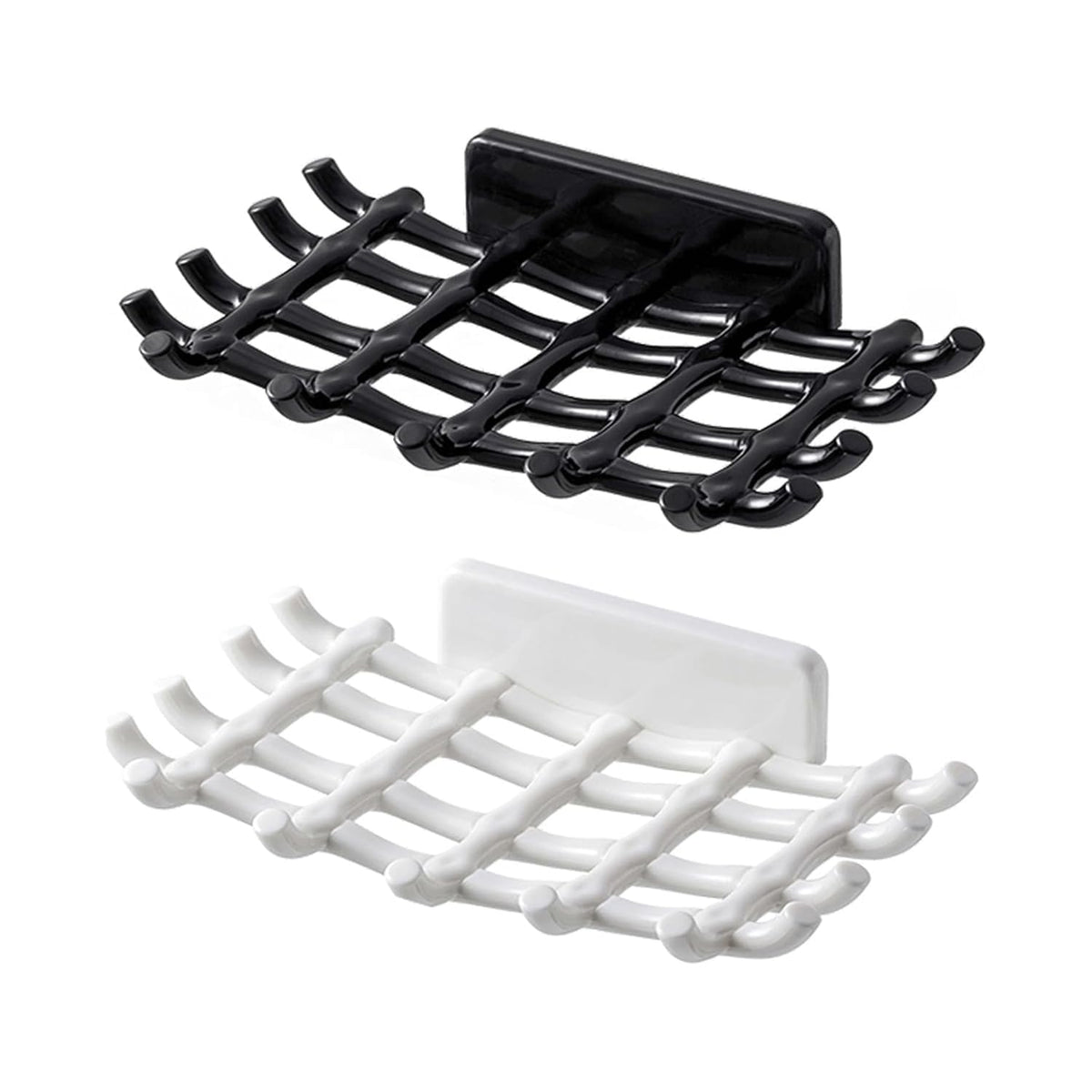 STARFLYER Wall Mounted Self Draining Soap Holder, Plastic, Modern Design, with Drain Tray, Anti Slip, for Bathroom Kitchen Sink,