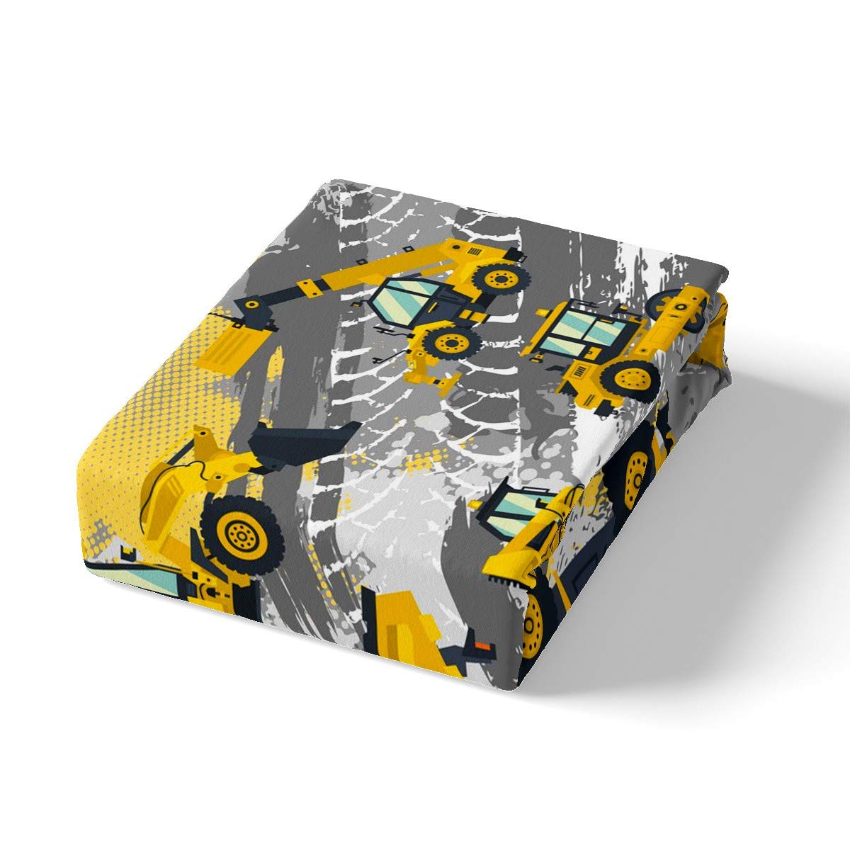 Kids Cartoon Car Bed Sheet Set Full Size Boys Construction Vehicles Bedding Set For Teens Children Cartoon Machinery Truck Bed Sheets Set Construction Site Cars Bed Cover 4Pcs, Super Soft,Breathable