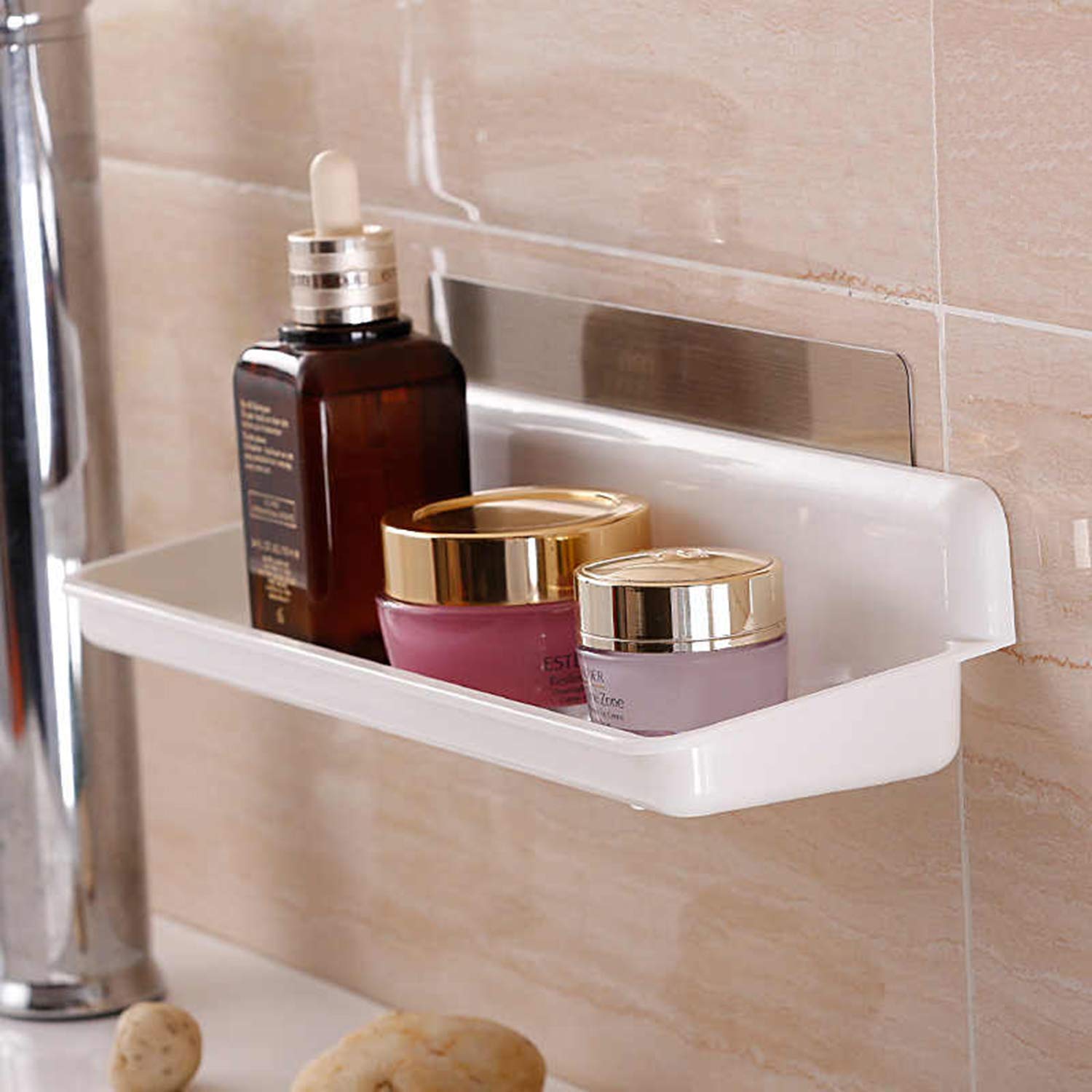 Hokipo Plastic Magic Sticker Series Self Adhesive Kitchen Bathroom Shelves (White)