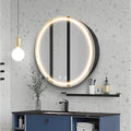 Janboe 20inch Round Medicine Cabinet with Lights,Led Medicine Cabinet with Defogger,Illuminated Mirror Cabinet for Bathroom,Dimm