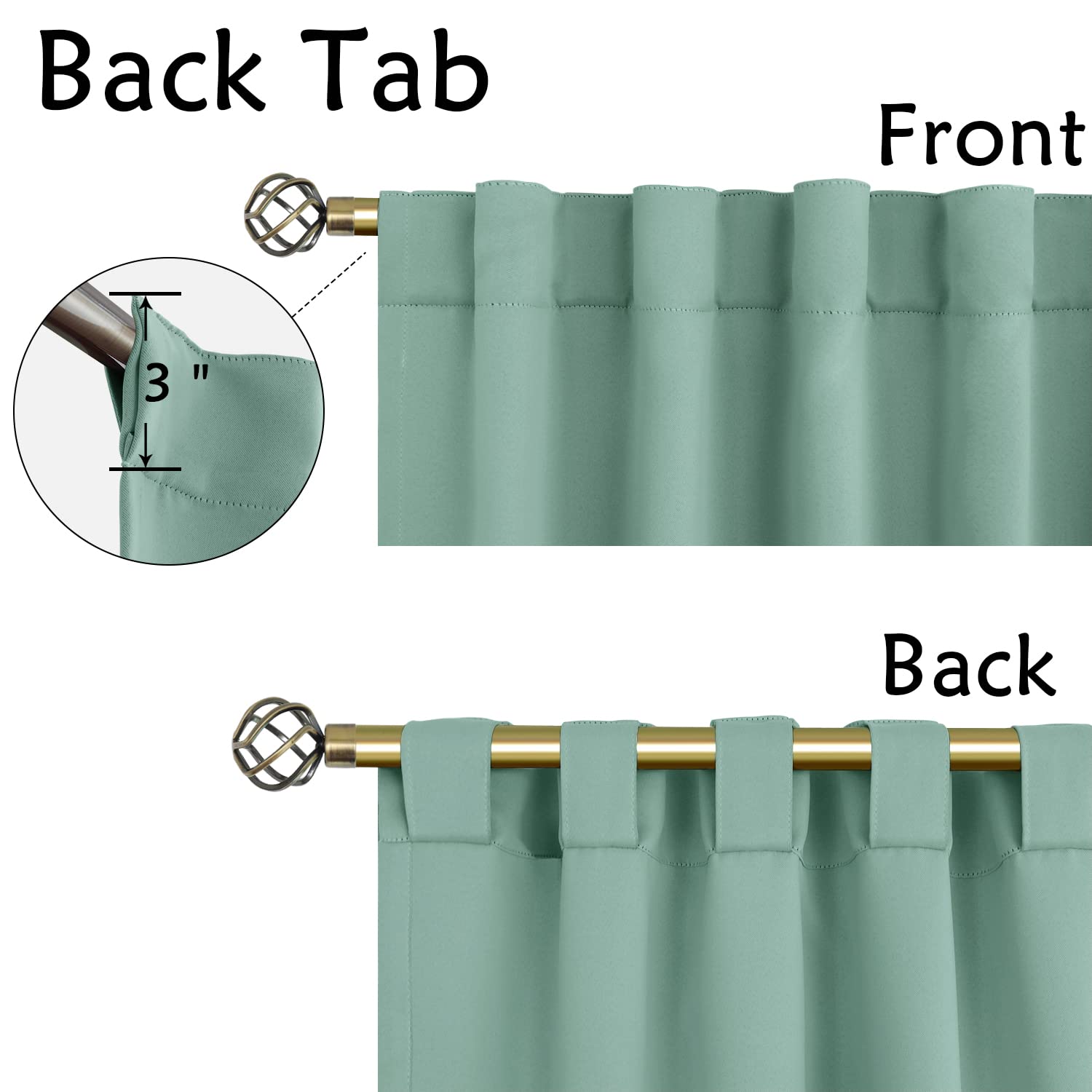 Bgment Window Curtains For Bedroom - 72 Inch Rod Pocket And Back Tab Thermal Insulated Room Darkening Curtains For Living Room, 2 Curtain Panels (42 X 72 Inch, Frosty Green)