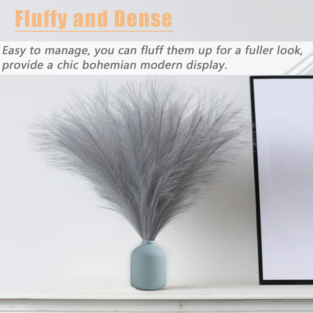 Bnecnet 10 Stems Faux Pampas Grass - 17.7'' Artificial Pampas Grass Decor Fluffy Small Pampas Grass Flower Arrangement And Vase